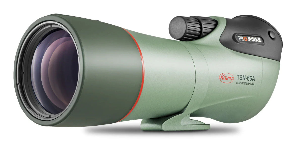 Kowa TSN-66A – 66 mm Objektivdurchmesser, 365 mm Länge, 1'500 g, 45° gewinkelt, wasserfest, grün