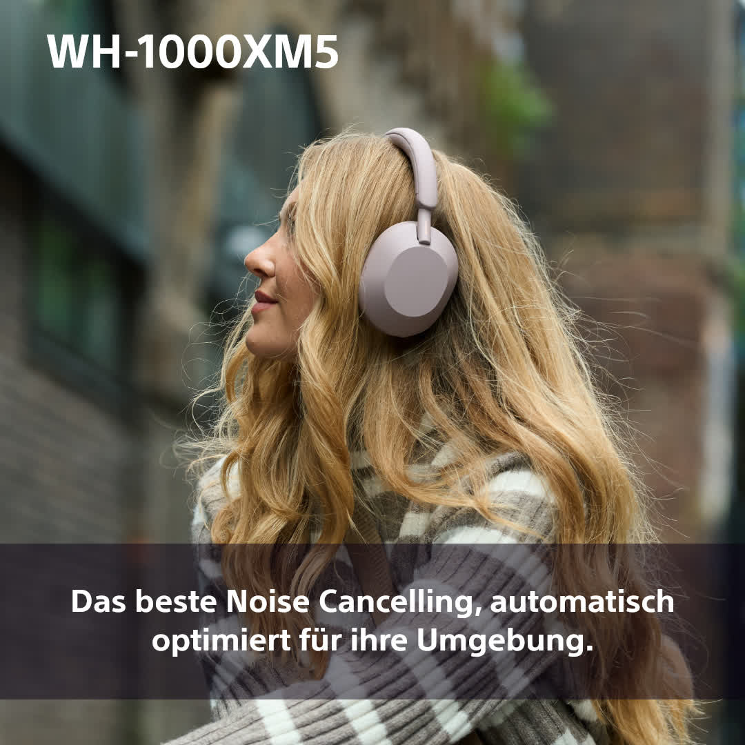 Sony WH-1000XM5 Over-Ear Kopfhörer – Stereo, Kabel + BT, ANC, Pink, BT 5.2