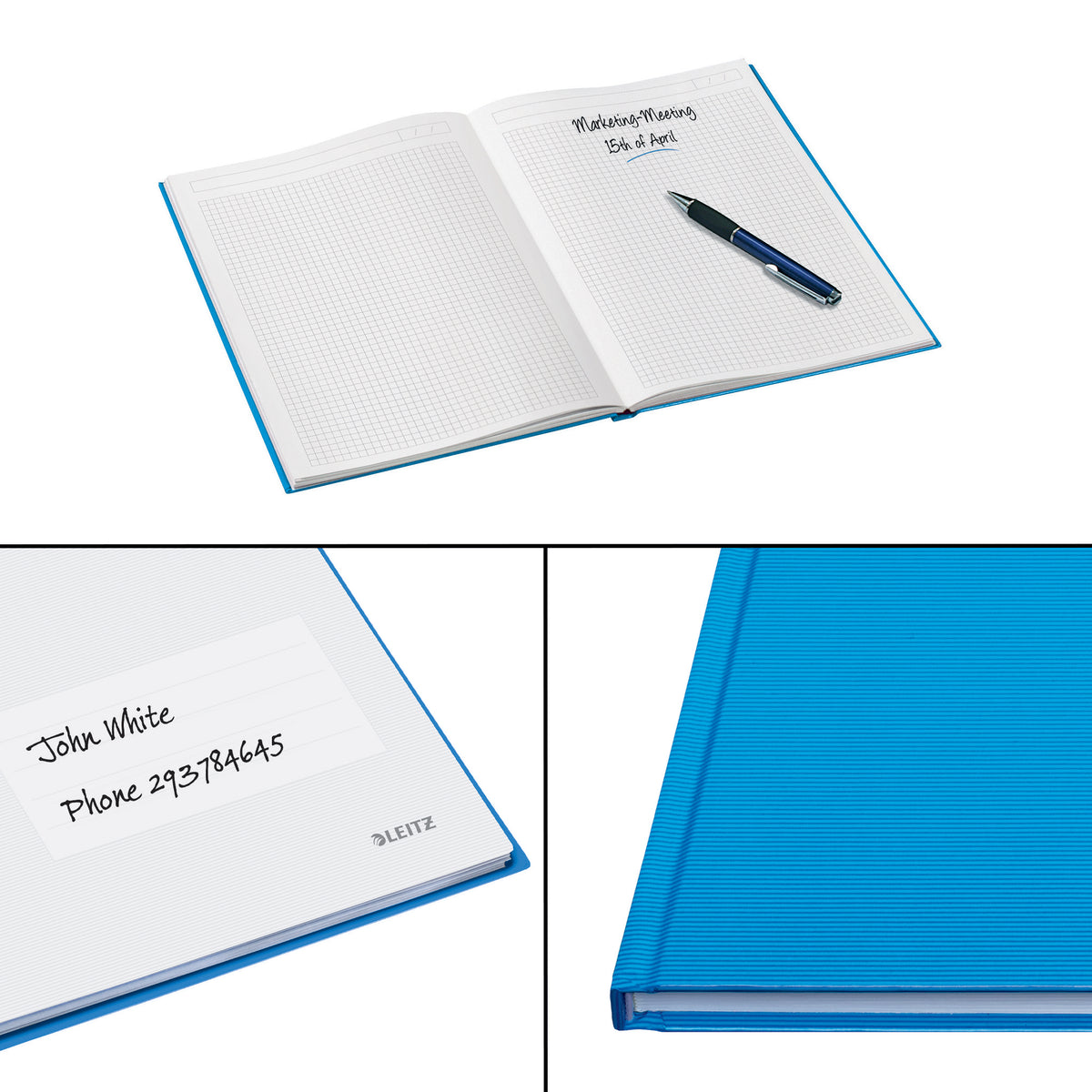 Leitz Notizbuch – A5 – kariert 5 mm – 80 Seiten – 90 g/m² – Hardcover – hellblau – FSC