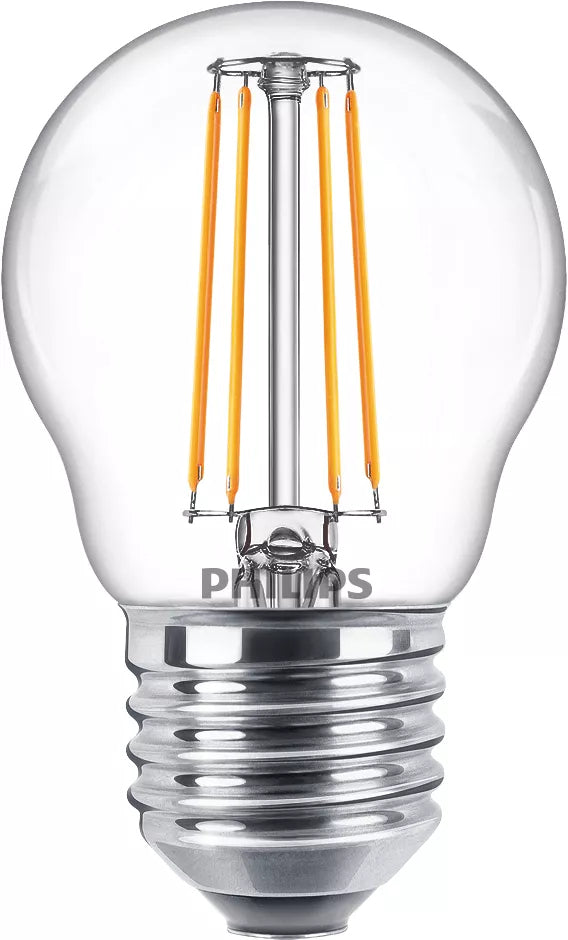 Philips by Signify Philips LED-Leuchtmittel E27 P45 – Warmweiss 2700 K, 470 lm, 4,3 W – 2 Stk. – Klar