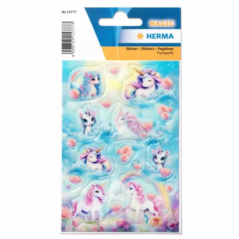 HERMA Schmucketiketten – Happy Unicorns – 17 Stück – permanent – mehrfarbig