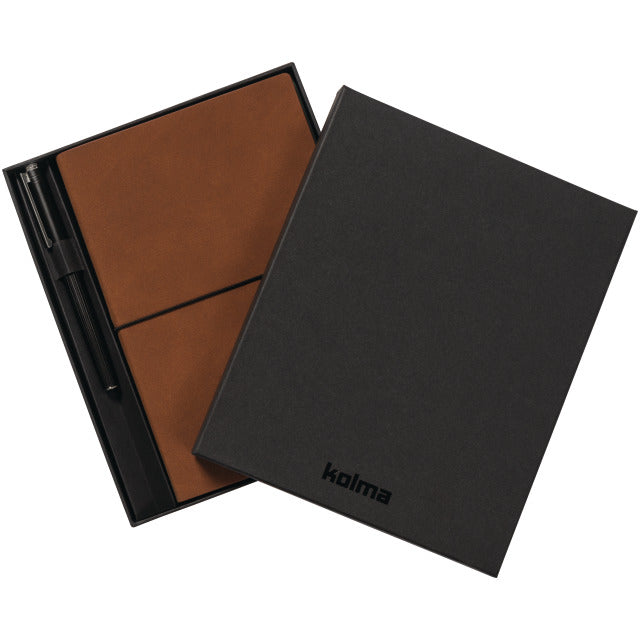 Kolma Notizbuch – A5 – 224 Blatt – 80 g/m² – Softcover, Gummiband, Stiftschlaufe – Braun/Türkis