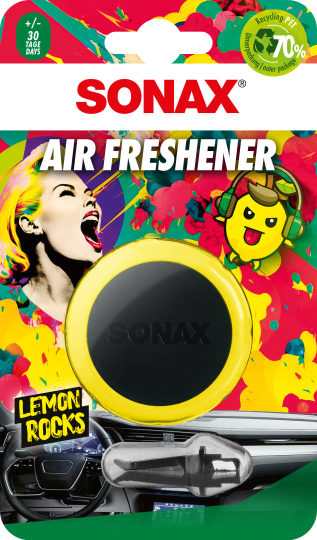 Sonax Lufterfrischer Lemon Rocks – für Innenraum – anklippbar – 1 Stk.