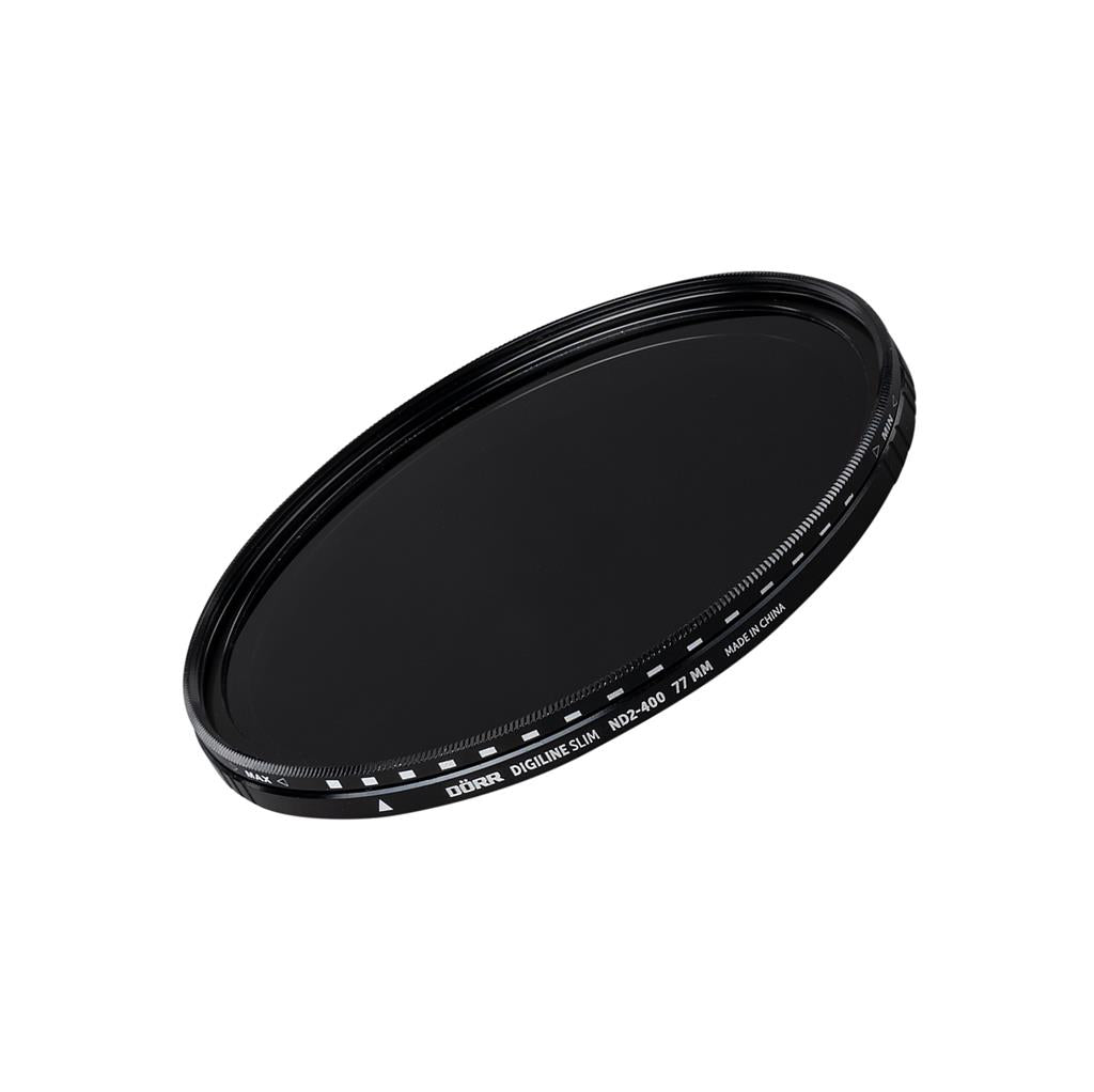 Dörr Digiline Slim Variabler Graufilter ND2–400 – 77 mm, 1–8,5 Stufen – Metall/Glas, mit Tragetasche