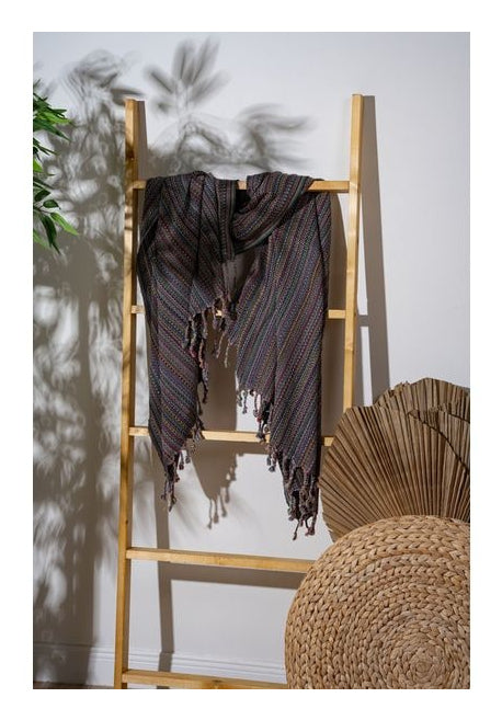 Foutastic Strandtuch Otantik – 90 × 175 cm, Schwarz, 60% Baumwolle/40% Polyester