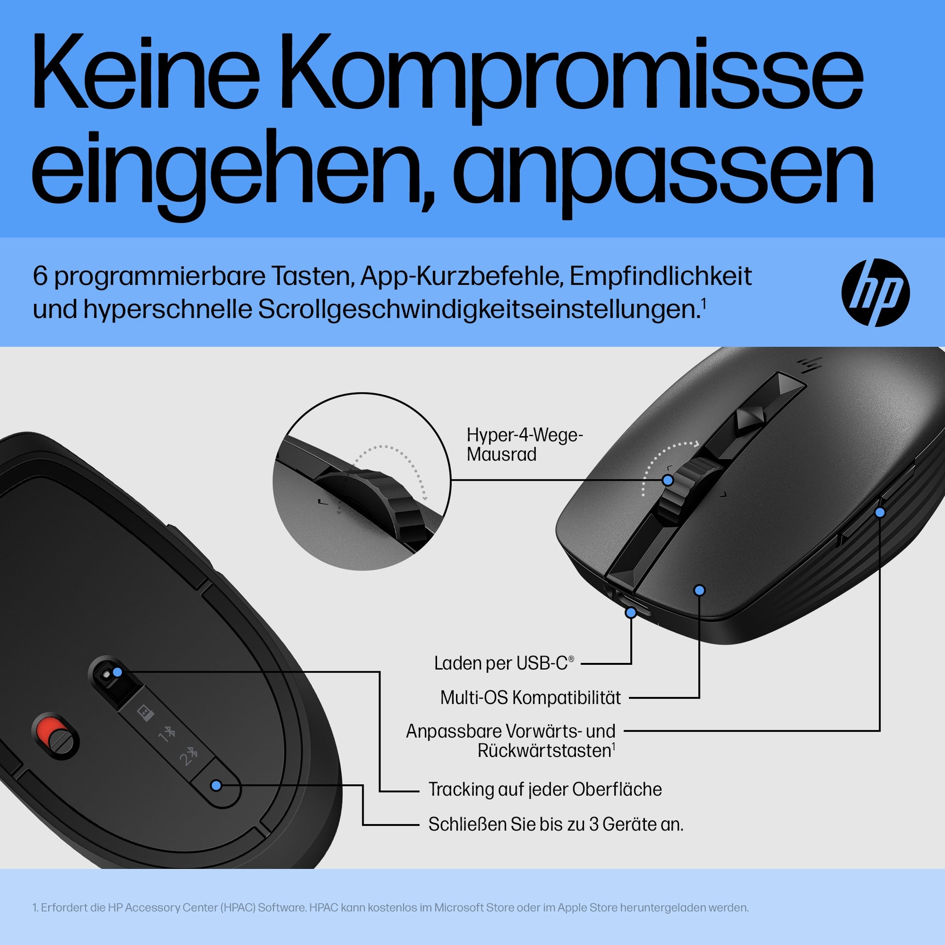 HP 710 Wiederaufladbare Maus – Silent-Tasten