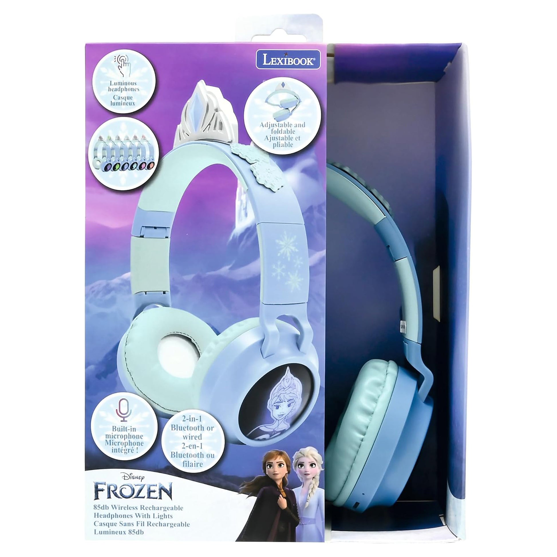Lexibook HPBT015FZ Frozen Kinderkopfhörer – Over-Ear, Stereo, Kabel + BT, Blau, BT 5.0