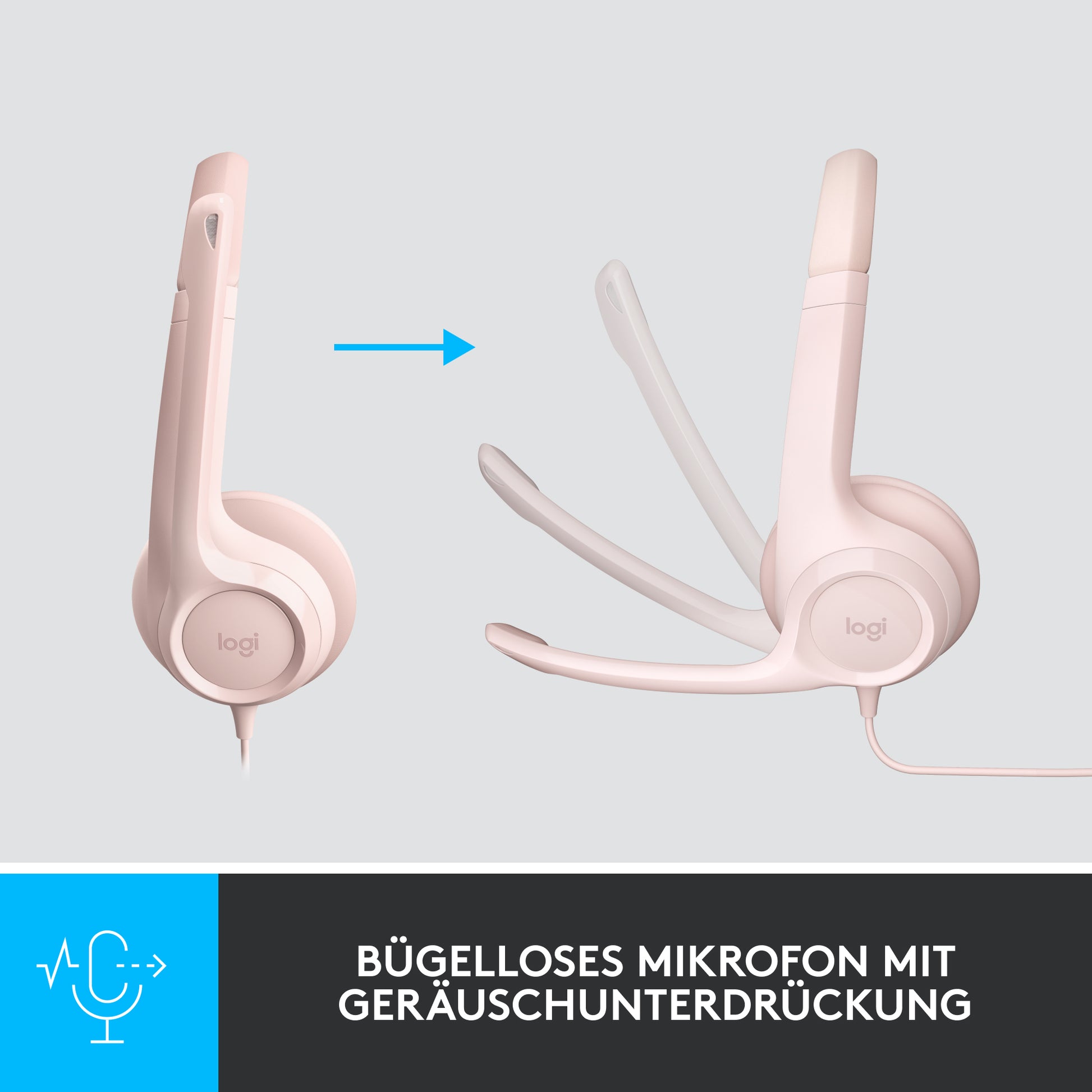 Logitech H390 – Headset – USB‑A – Pink – für PC/Mac