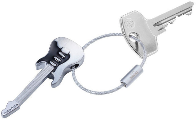 TROIKA Schlüsselanhänger Gitarre – Metall, Grau/Schwarz, 65 × 22 × 8 mm, 6er-Pack