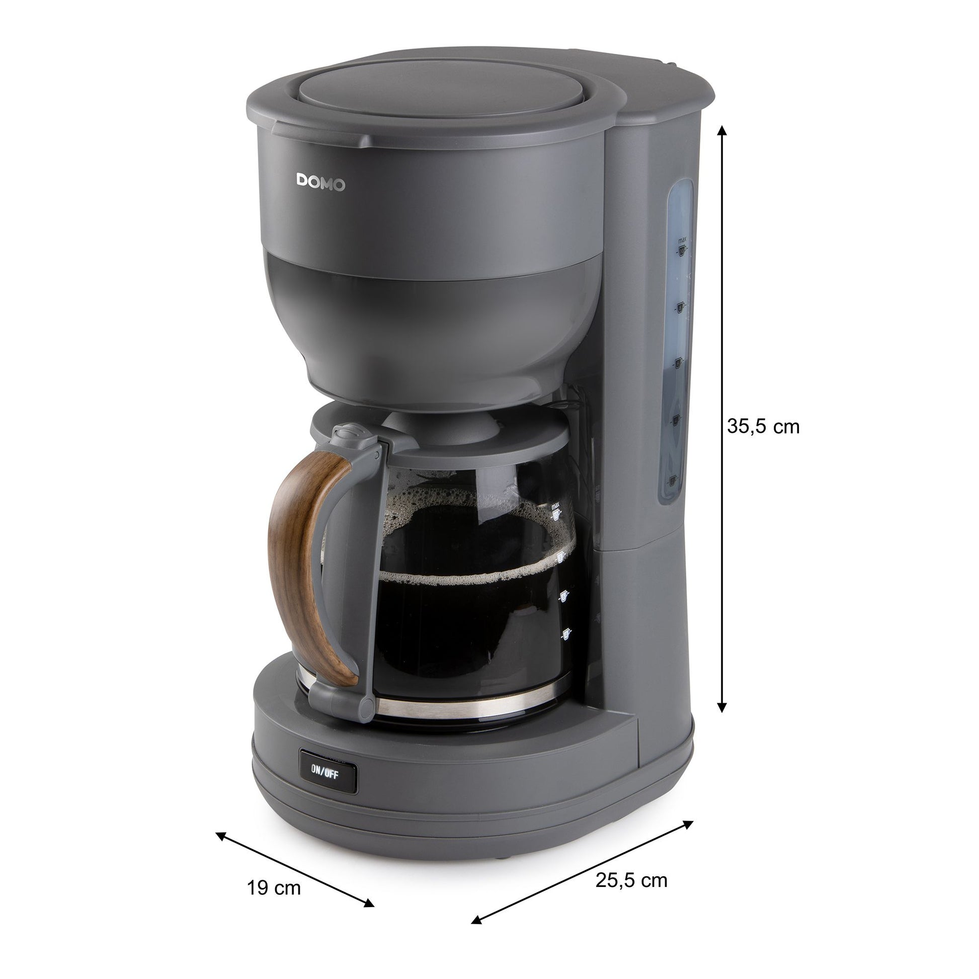 Domo DO754K Filterkaffeemaschine – 10 Tassen, 1,25 l, Melitta Filtertüten 1x4, Grau