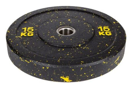 Fitcom Gewichtsscheibe, 15 kg, Ø 45 cm – Gelb, Gummi