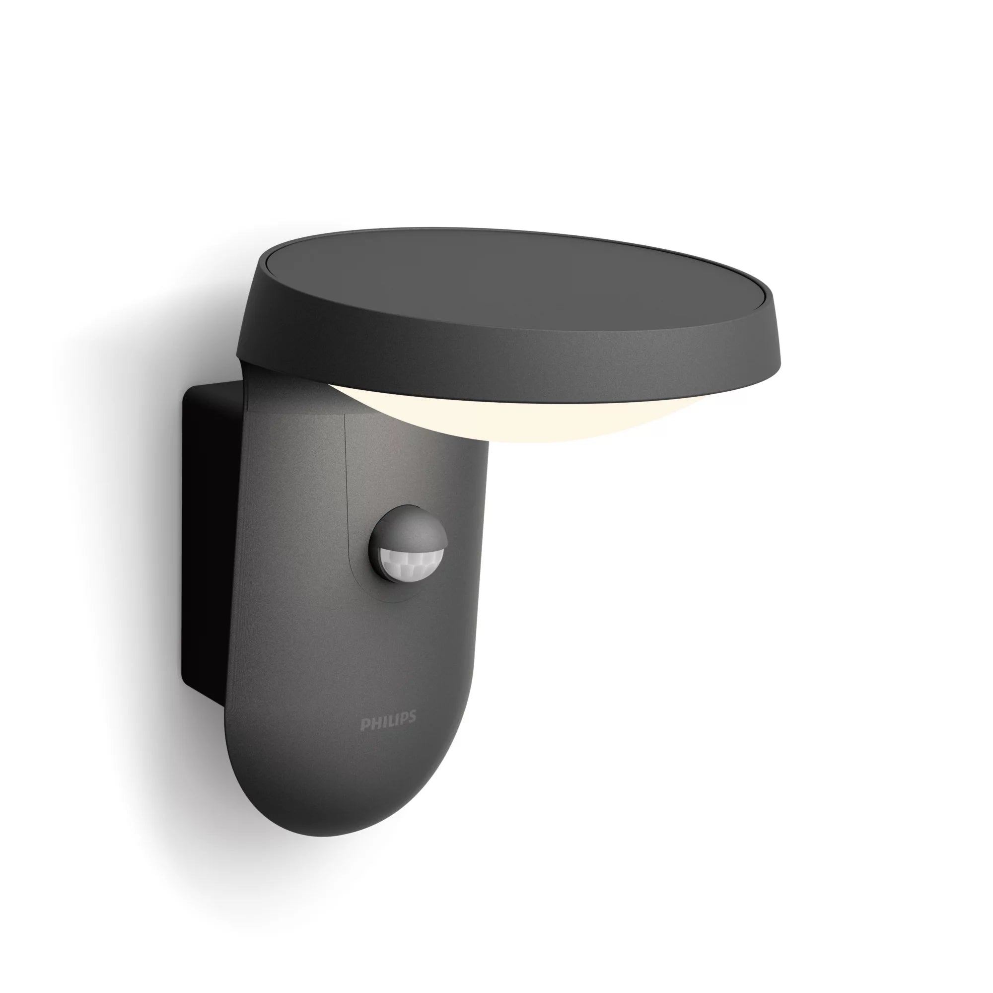 Philips by Signify Philips Aussenwandleuchte – Warmweiss, 2700 K – IP44 – Netzbetrieb – mit Bewegungsmelder – Schwarz – Aluminium