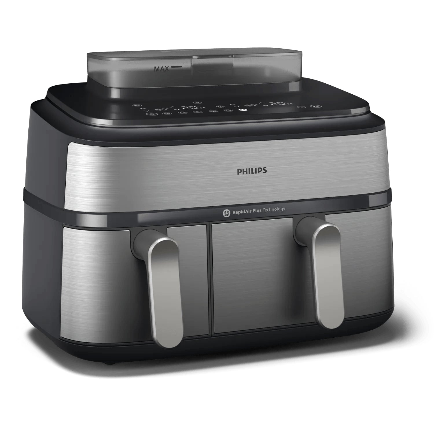 Philips Heissluftfritteuse NA555/00 – 9 l, Doppelkorb & Rapid Air, 2750 W – silber