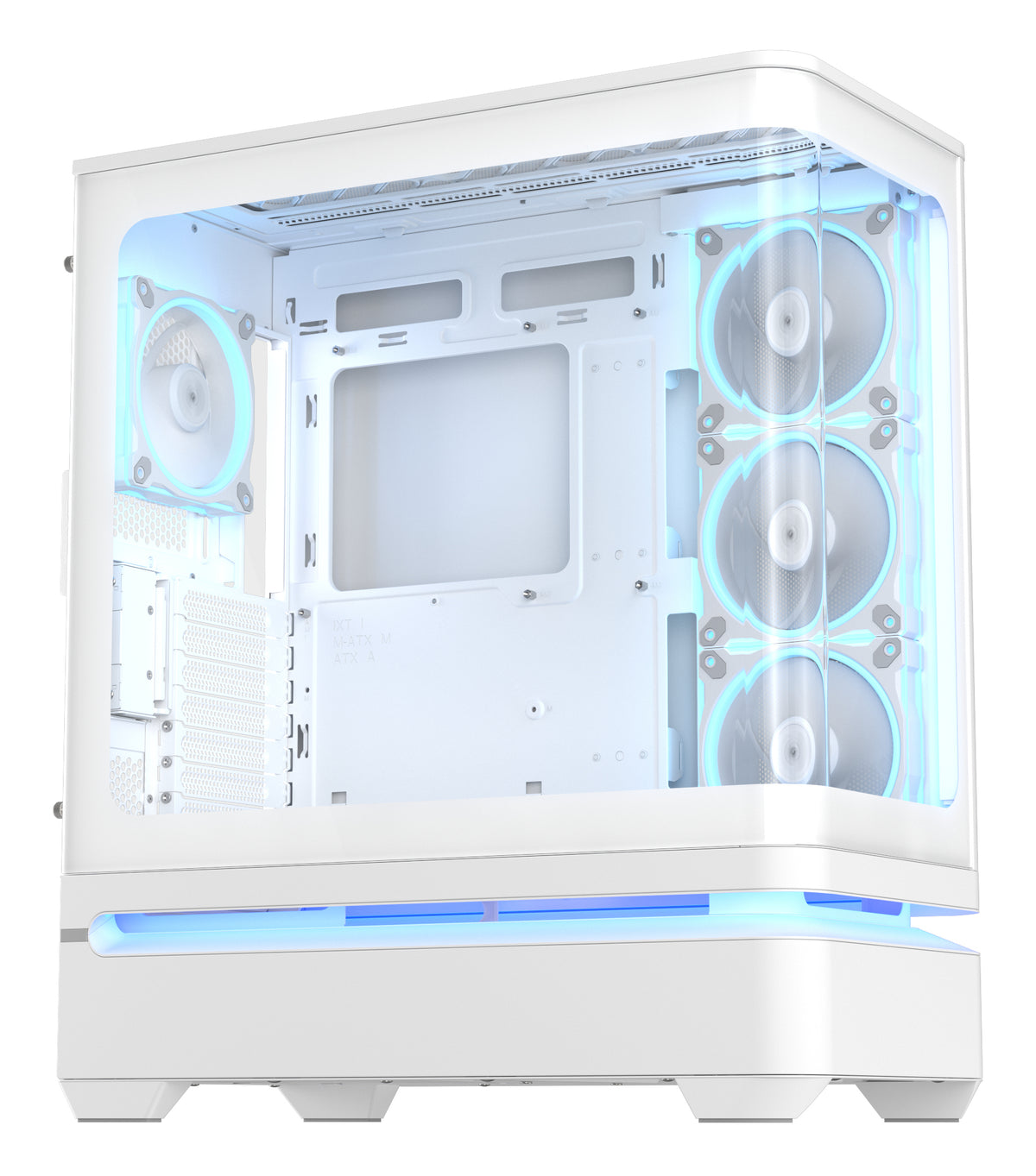 ASUS PRIME AP304 TG – PC-Gehäuse – Weiss, für Mini-ITX/ATX/micro-ATX, 3×120+1×120 mm, Seitenfenster, ARGB