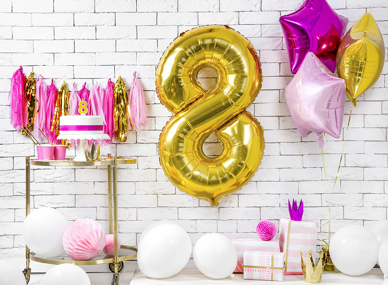 PartyDeco Geburtstagskerzen Zahl 8 – Gold – 3 × 7 cm – 1 Stk