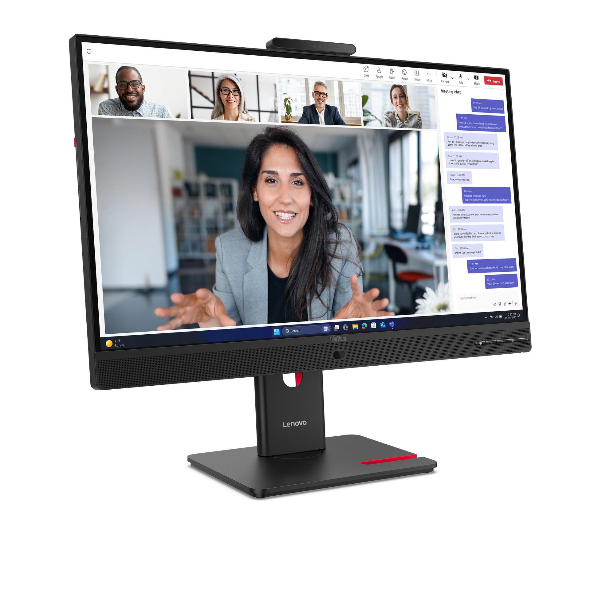 Lenovo T24-4v T244v (64B6MAT1EU) – 23,8", 1920 × 1080 (Full HD), IPS, 120 Hz, Webcam