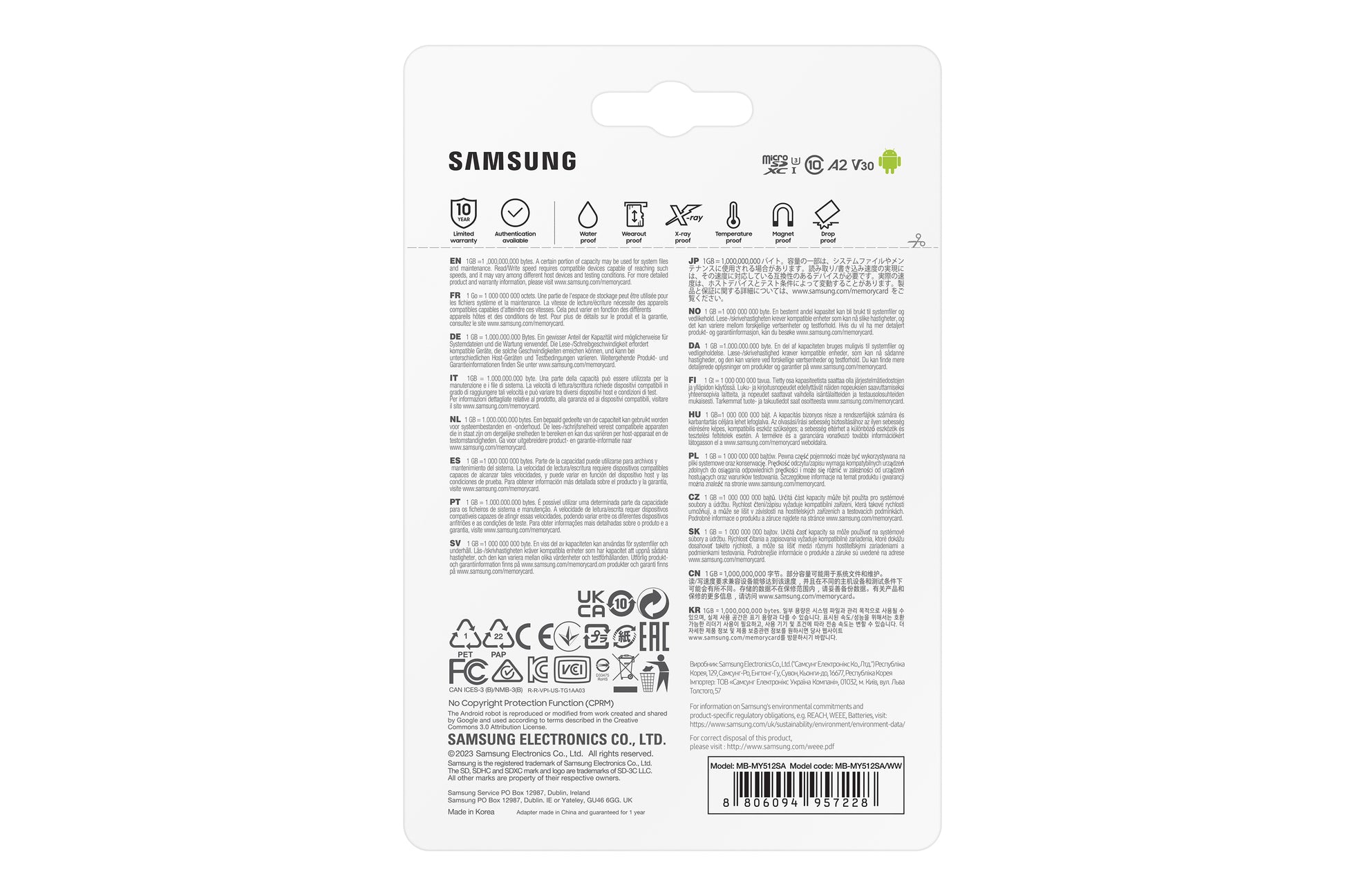 Samsung MB-MY512S Speichergerät – 512 GB, UHS-I, U3, V30, A2