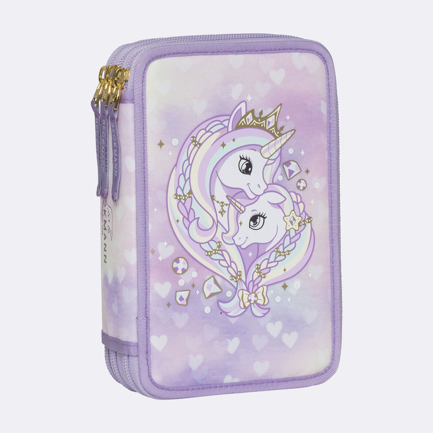 Beckmann Classic Etui Triple, gefüllt, 28-teilig – Unicorn Princess – Polyester – 20,5 × 7,0 × 12,0 cm