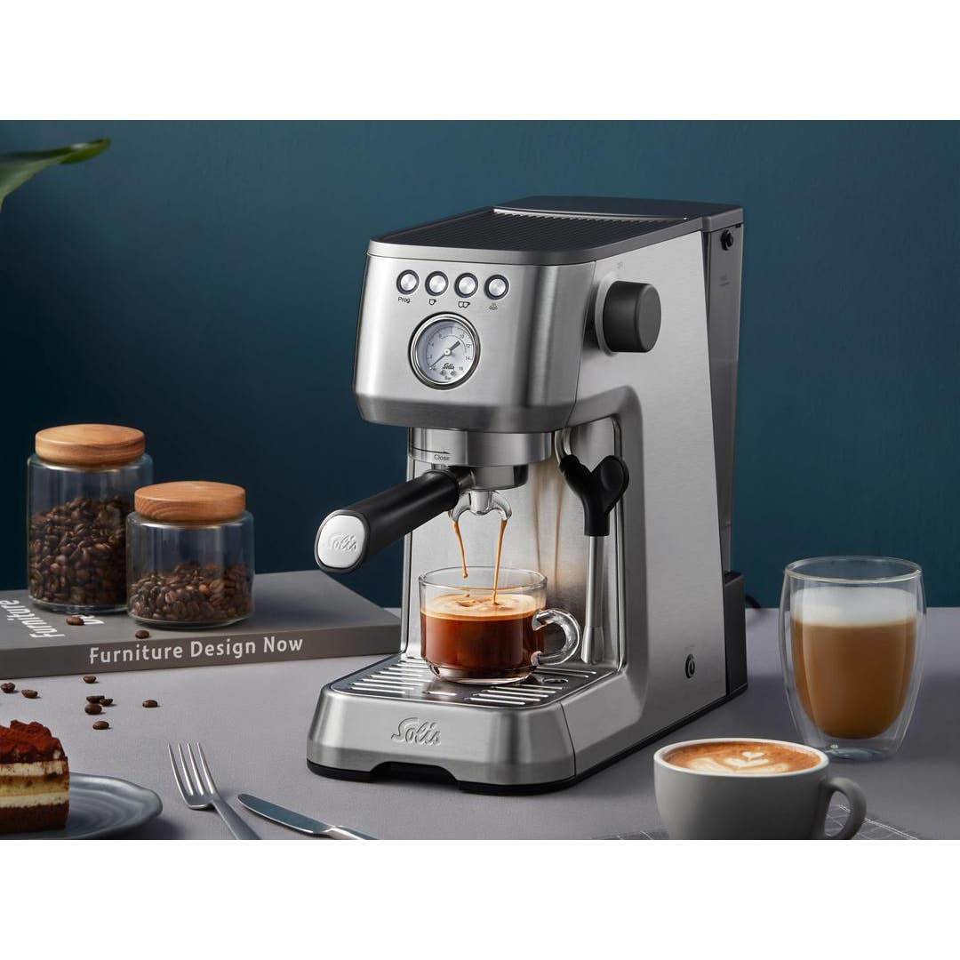 Solis Barista Perfetta Plus Typ 1170 Siebträgermaschine – 15 bar, 1,7 l, 2 Tassen, Silber