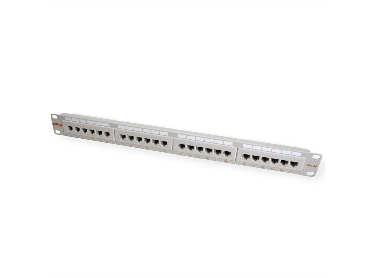 ROLINE Patchpanel Cat.5e (Klasse D) – 24× RJ‑45, UTP, 1U, Krone LSAplus, Grau