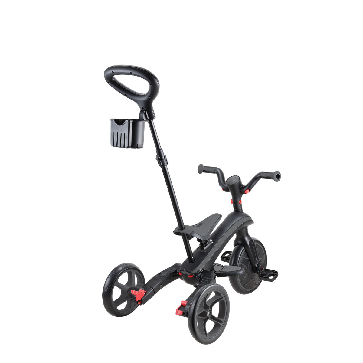 Globber Trike Explorer 4-in-1 Aufsitzlaufrad – faltbar, Push & Pedal, Pedal-Freilauf – ab 10 M. – schwarz/grau