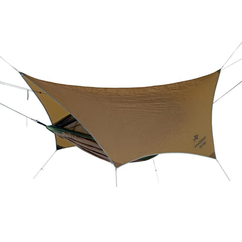 AMAZONAS Abdeckplane (Tarp) – Wassersäule 2000 mm, mit Aufbewahrungsbox – 1400×1680×3400 mm – Braun