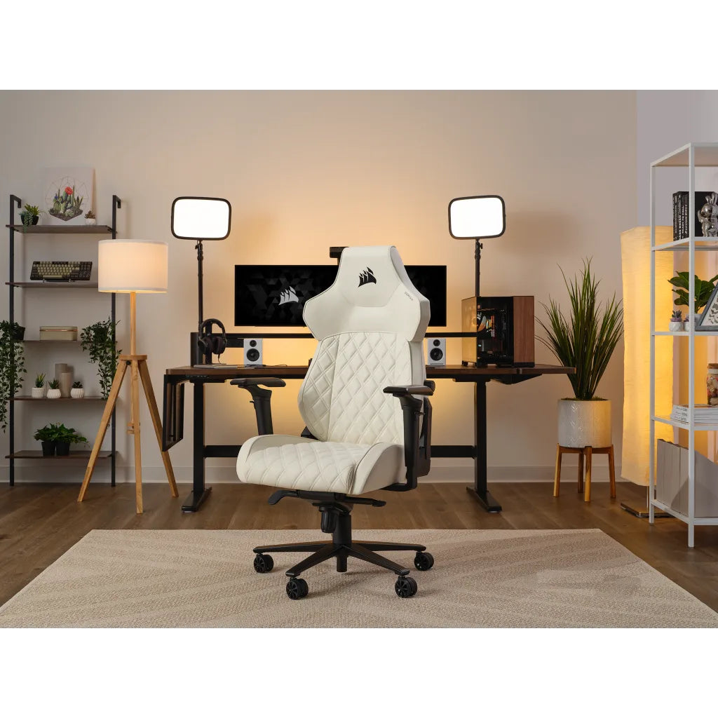 Corsair Bürostuhl T500 Luxe Frost – Sitzhöhe 42–52 cm, 120 kg, Weiss