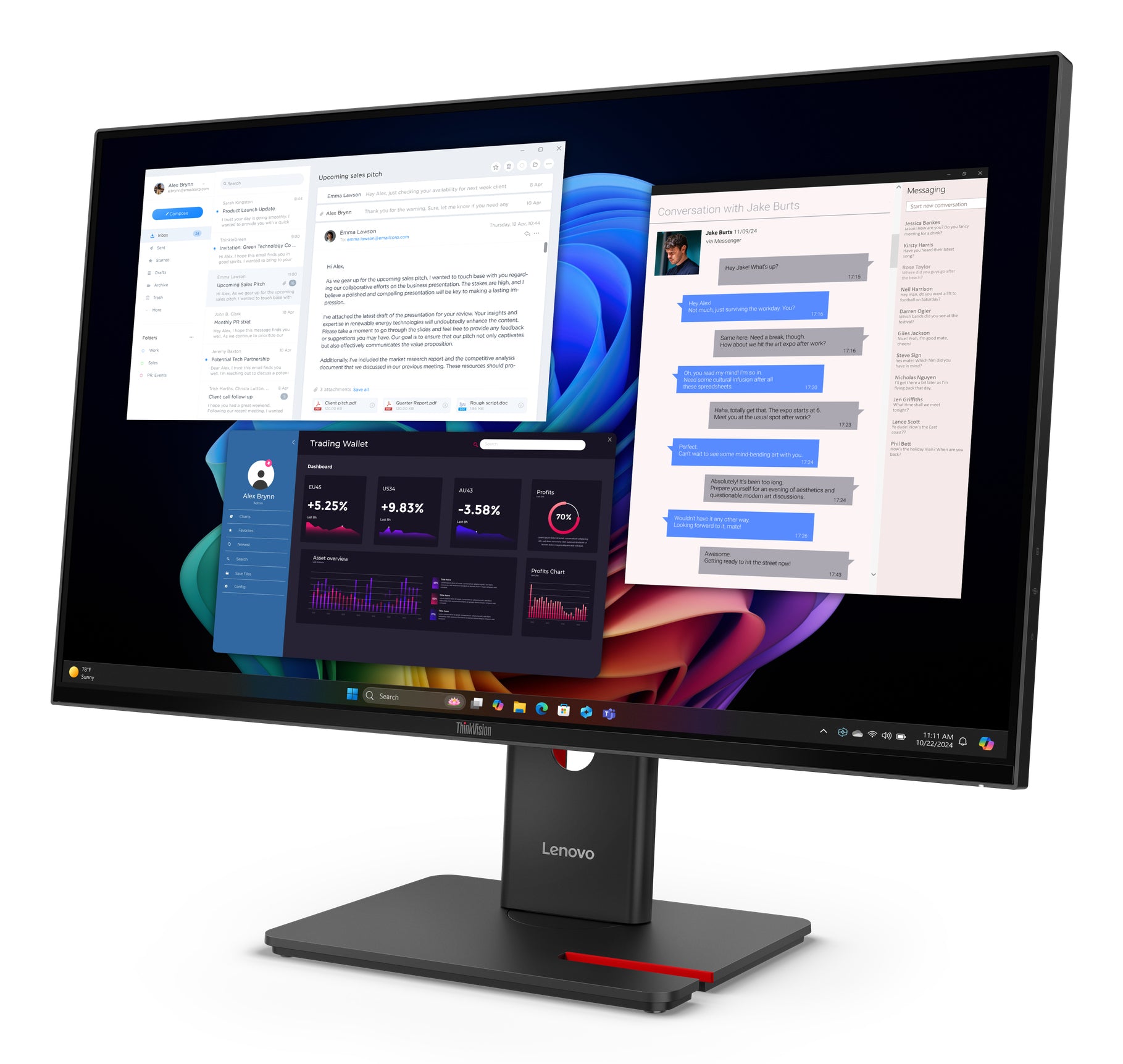 Lenovo ThinkVision T27u-40 – Monitor, 27", IPS, 60 Hz, 350 cd/m², Webcam, USB-C, VESA 100 × 100, Eclipse schwarz