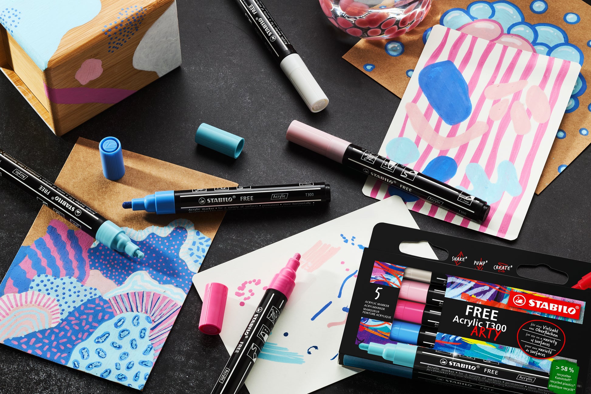 Stabilo Acrylic Marker – farbig sortiert, 5er