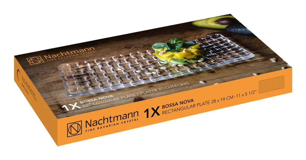 Nachtmann Servierteller Bossa Nova – 14 × 28 × 2,3 cm, Kristallglas, Transparent, spülmaschinenfest
