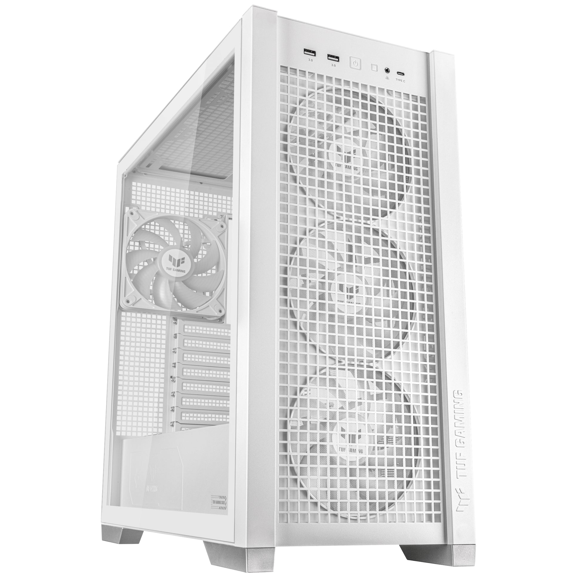 ASUS TUF Gaming GT302 ARGB – PC-Gehäuse – Weiss, EATX/ATX/mATX/Mini-ITX, 3×140 mm Front, Seitenfenster