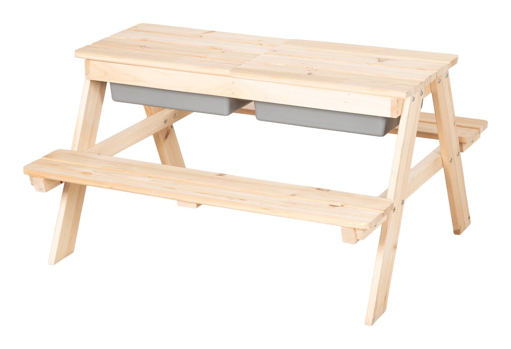 Roba Kinderstuhl 456002NU – 89 × 85,5 × 50 cm – Kunststoff & Massivholz – Holzfarbe/Grau – mit Spielwannen