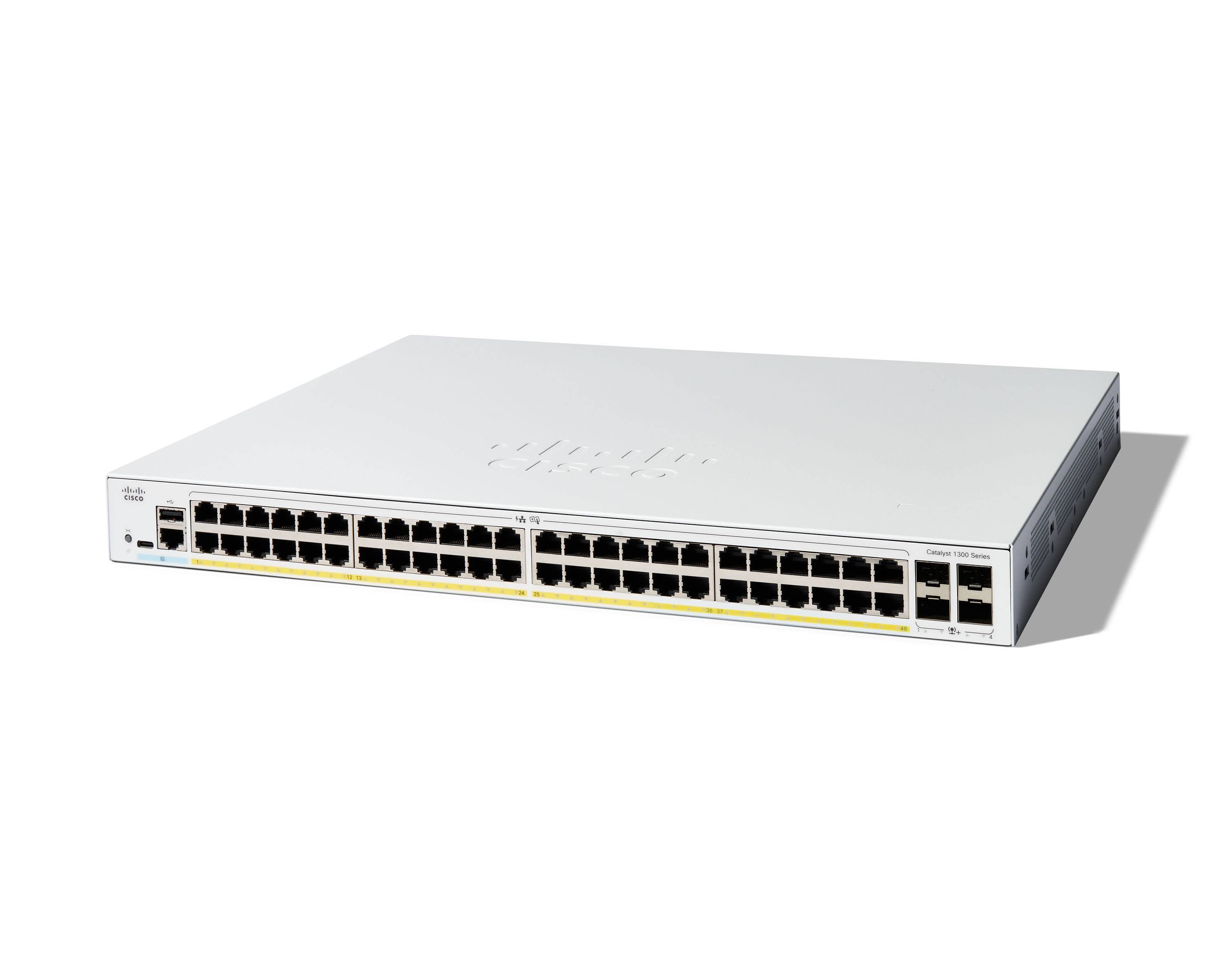 Cisco C1300-48P-4X – Managed Switch – 48×GbE, 4×SFP+, L2+/L3, PoE
