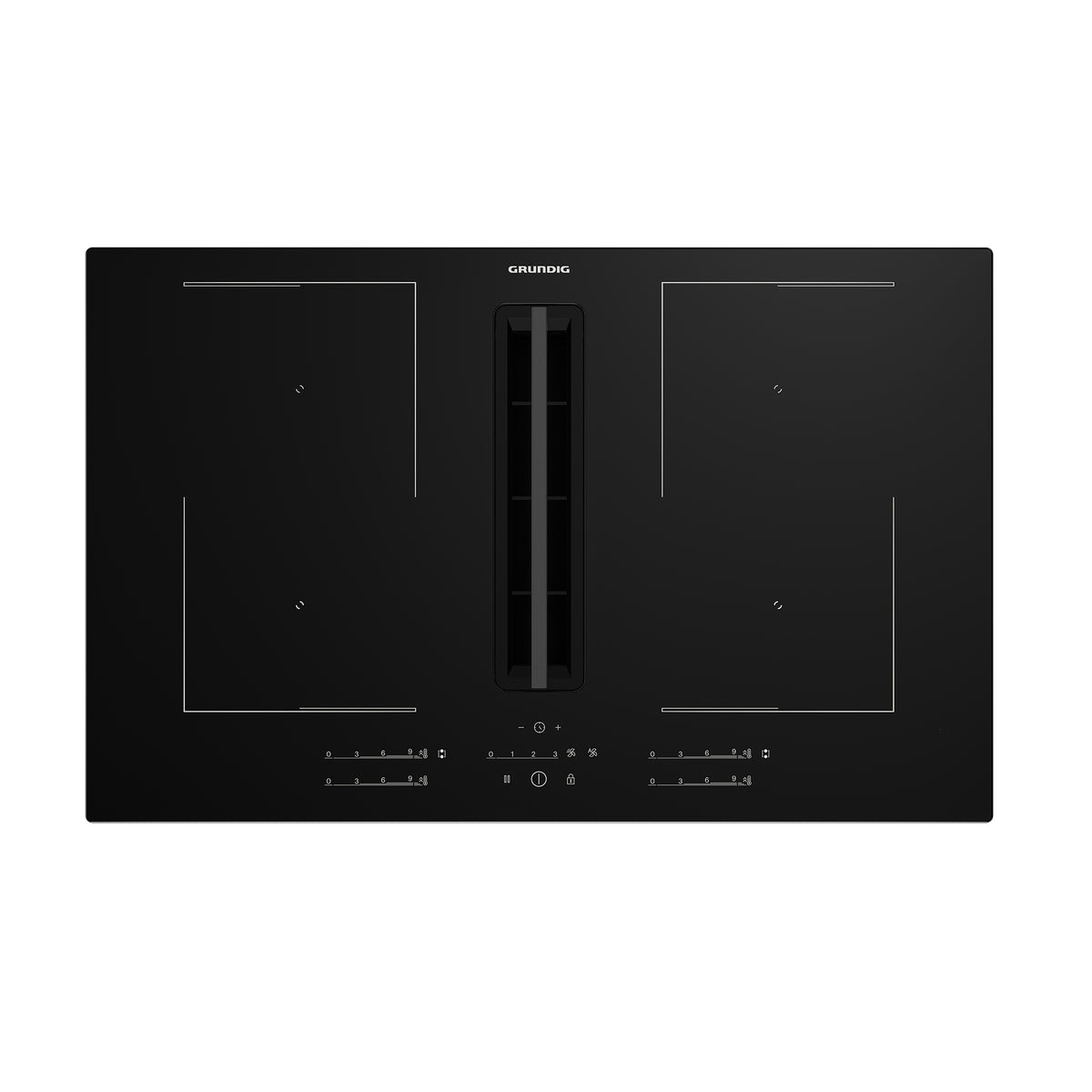 Grundig Einbau-Induktionskochfeld GIEH 834480 P – 80 cm, 4 Zonen, integrierter Dampfabzug – schwarz