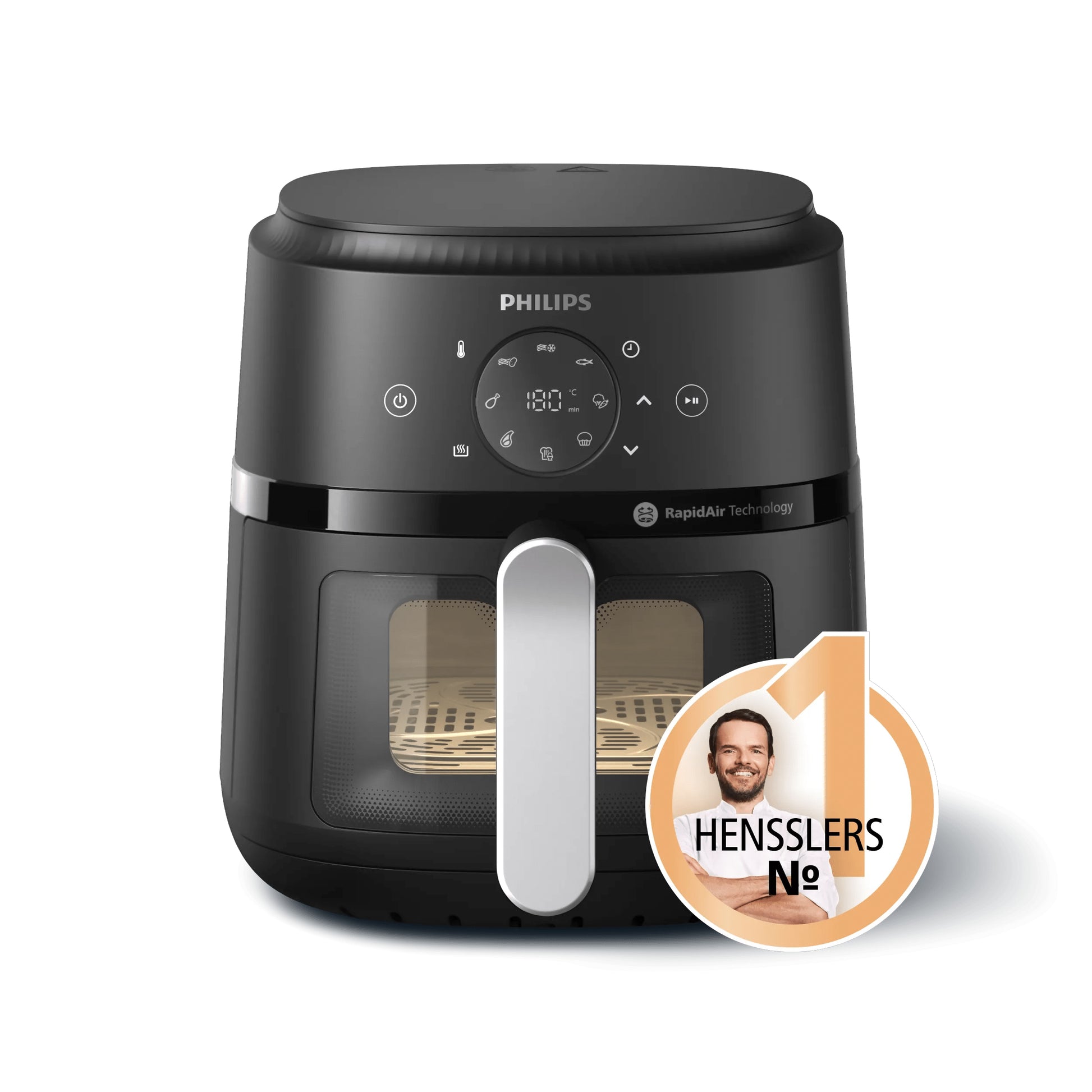 Philips Heissluftfritteuse NA221/00 – 4,2 l, 1500 W – Schwarz/Silber