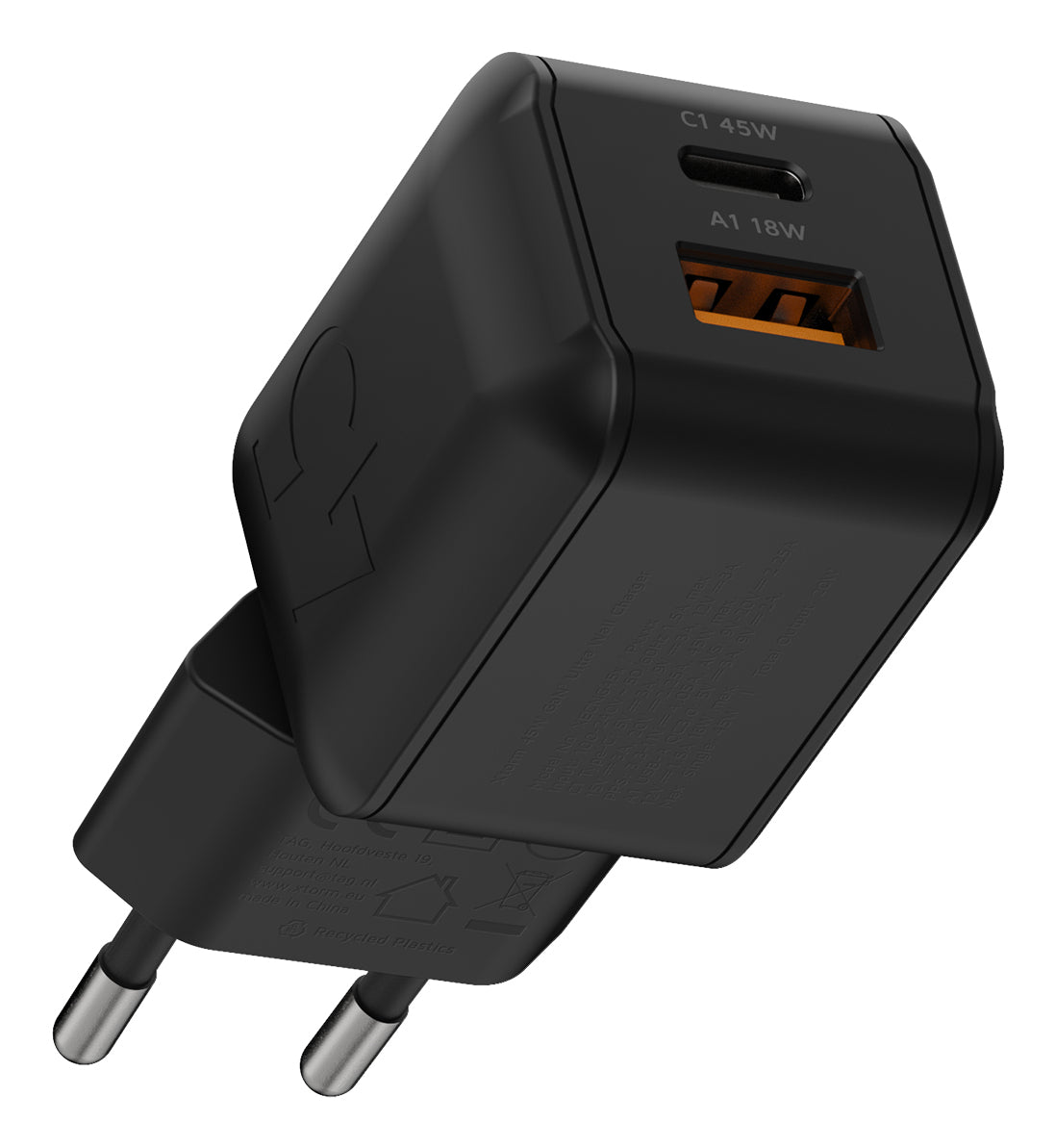Xtorm XECNG451 USB-Ladegerät 45 W – USB-C×1, USB-A×1 – PD, QC 3.0, GaN