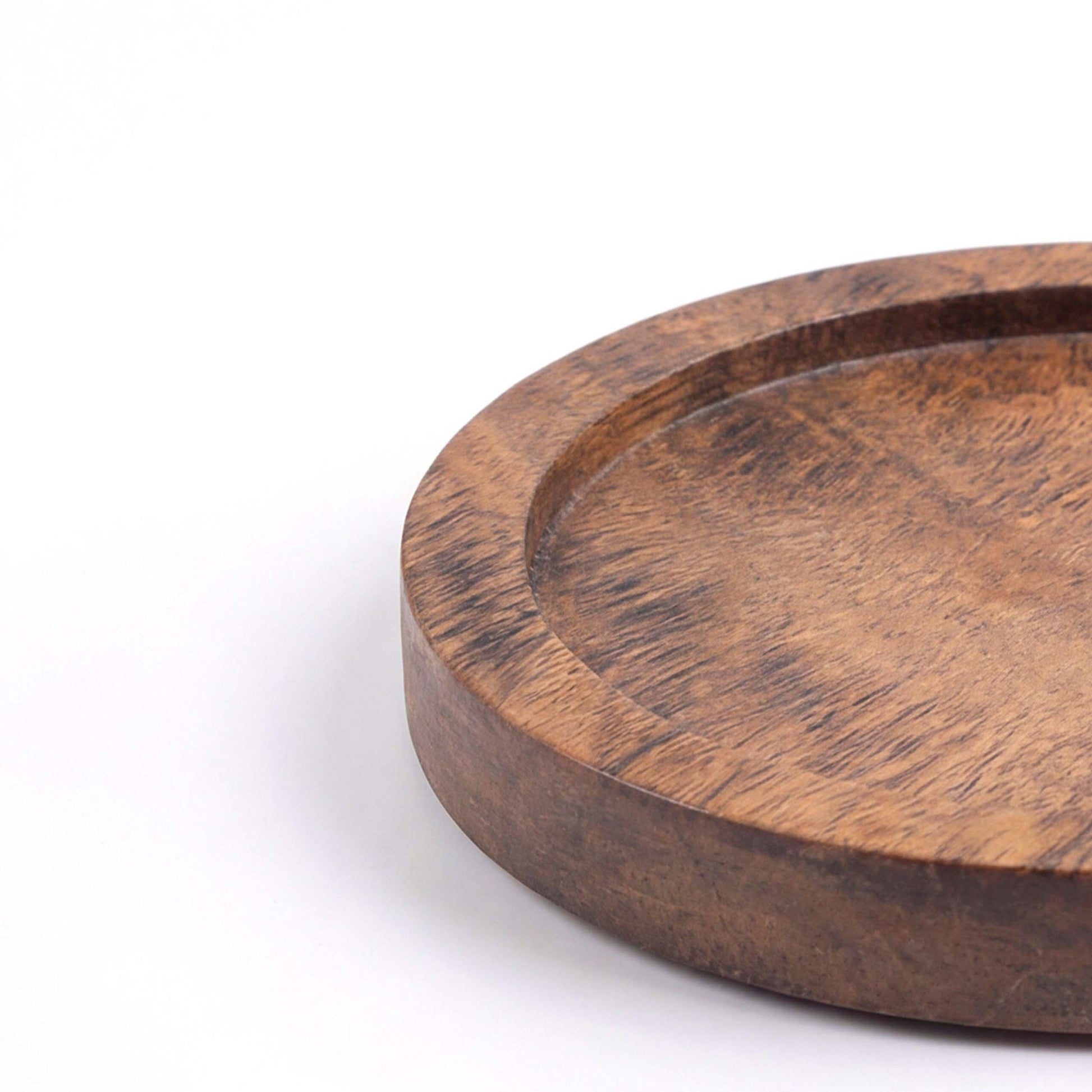 Relaxdays Glasuntersetzer – 7er Set, Ø 10 cm, Holz (Akazie)/Eisen, Braun, inkl. Ständer, rutschfest