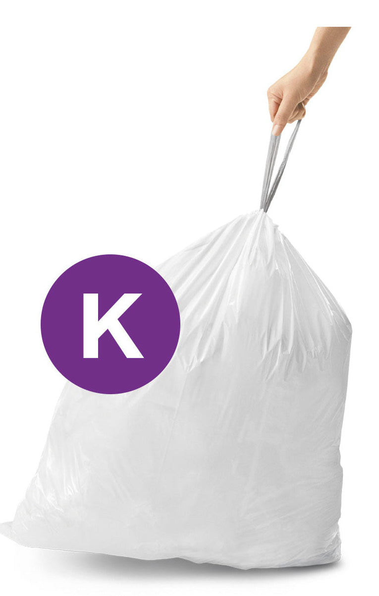 simplehuman Kehrichtsack für Code K – 45 L, mit Zugband, PE, Weiss, 708 × 619 mm, 100 Stk