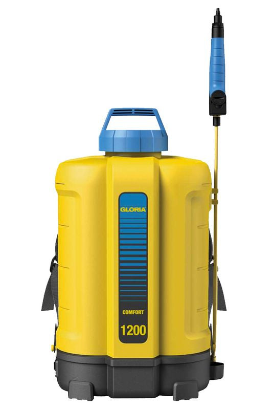 GLORIA Drucksprüher PRO 1200 LI-ON – 12 l – gelb/hellblau – Kunststoff