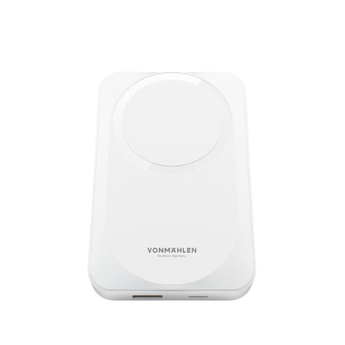 Vonmählen MagSafe Powerbank 10000 mAh, PD 20 W, 1× USB-C, 1× USB-A, für iPhone (MagSafe), Weiss