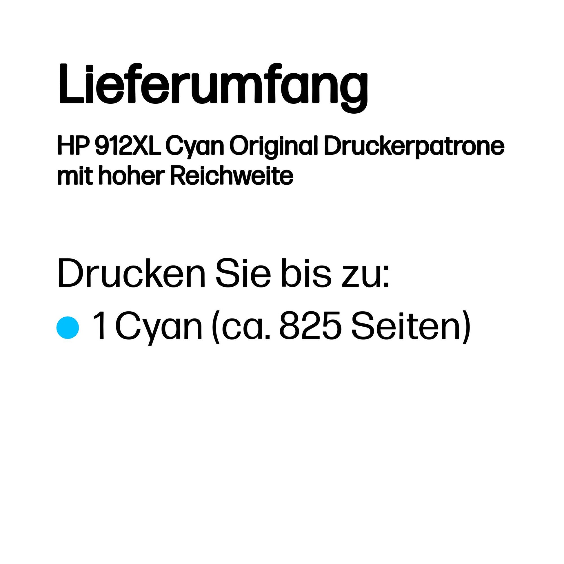 HP 912XL Cyan Tintenpatrone (Original) – 700 Seiten – für OfficeJet/OfficeJet Pro