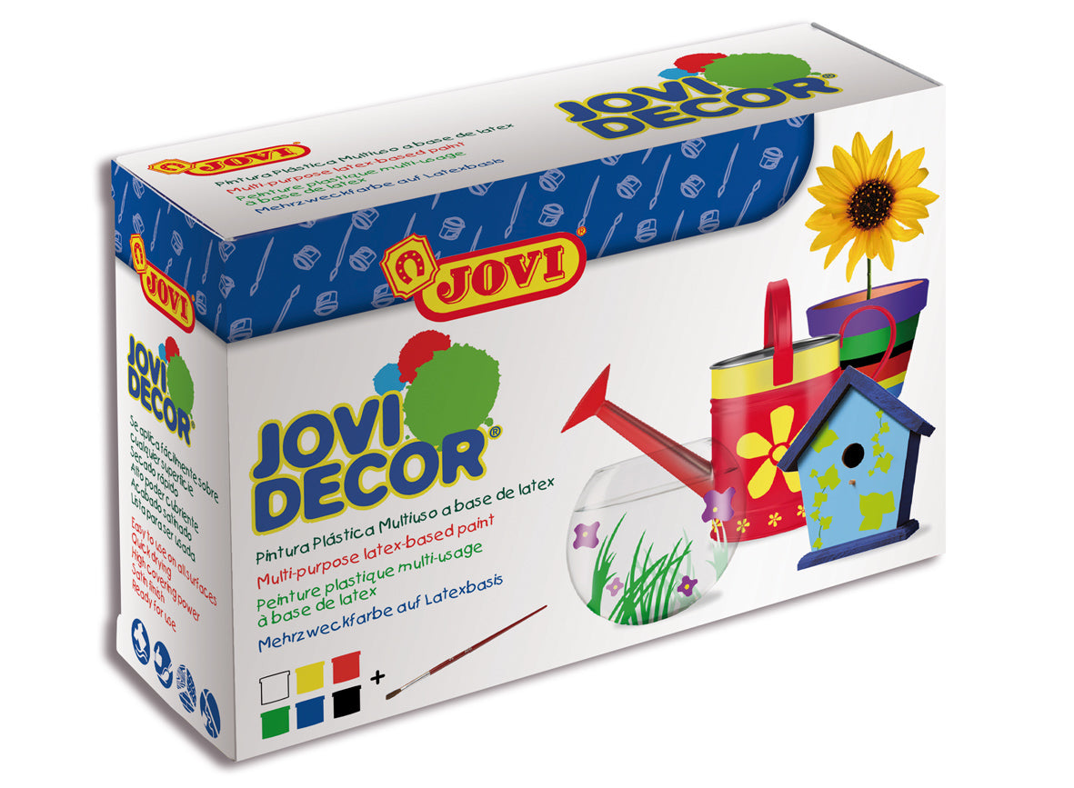Jovi Acrylfarbe – 6 Farben (6×55 ml, 330 ml) – Schwarz, Blau, Grün, Rot, Weiss, Gelb – für Textil