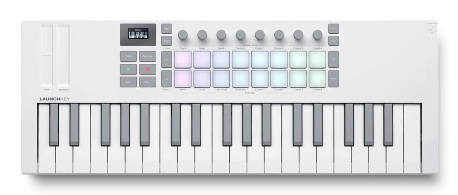 Novation Launchkey 37 – MIDI-Keyboard, 37 Tasten, 16 Pads – USB-C – Weiss