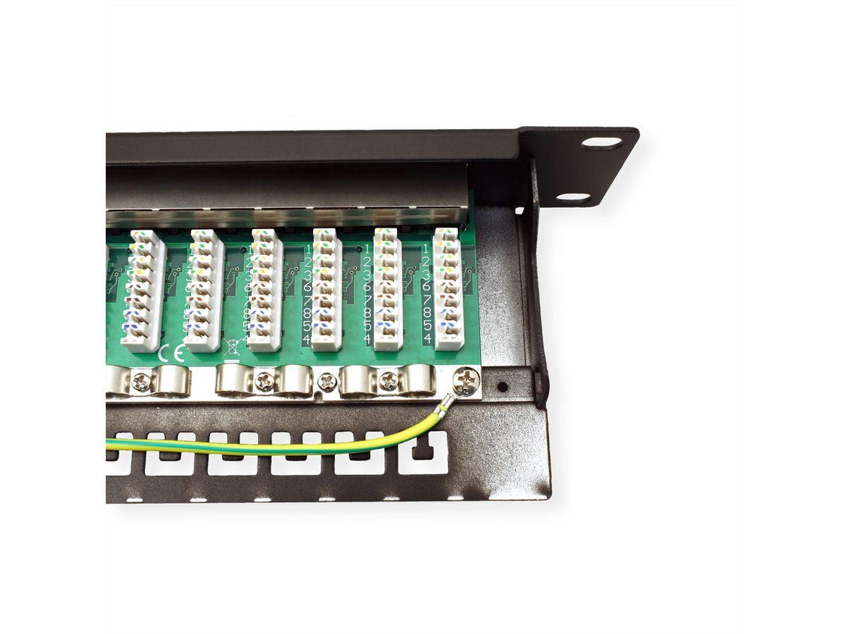 VALUE Cat.6A (Klasse EA) Patchpanel – 24× RJ‑45, 10 Gbit/s, geschirmt, 19", 1U, für Cat6a, schwarz