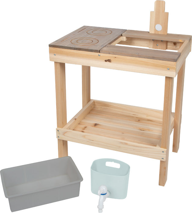 Small foot 12789 Spielküche – Matschküche und Spieltisch – 52 × 79 × 35 cm – ab 3 J. – Holz, Kunststoff