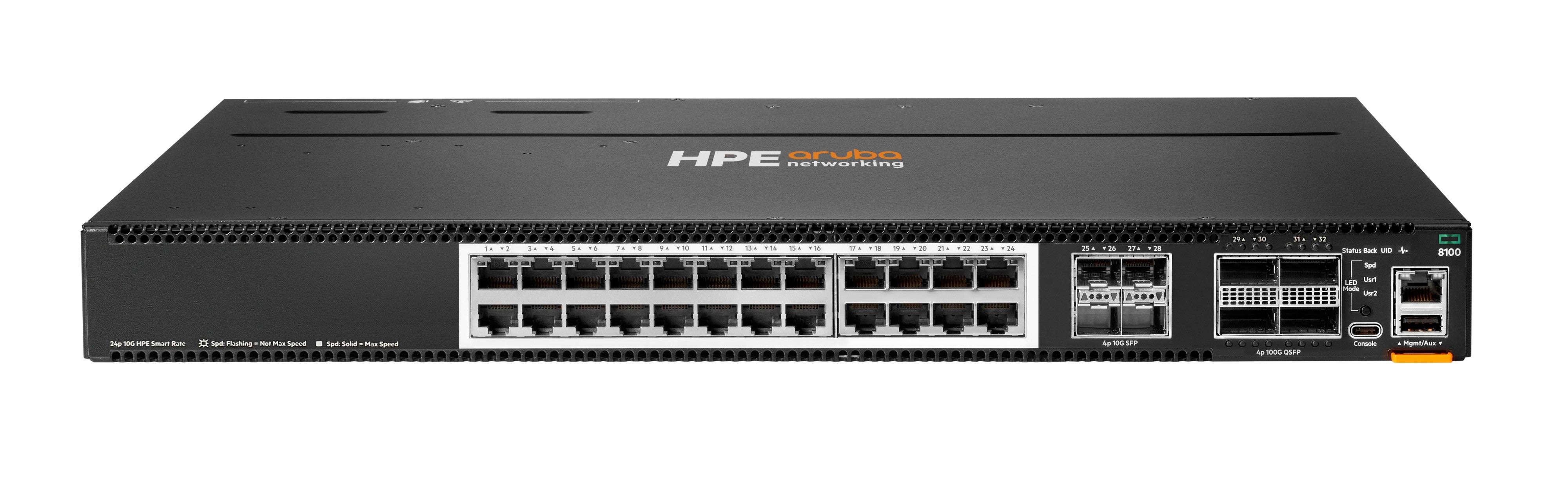 HPE Aruba CX 8100 – Managed L3 Switch – 24× 10G, 4× SFP+, 4× QSFP28, 19", 1U