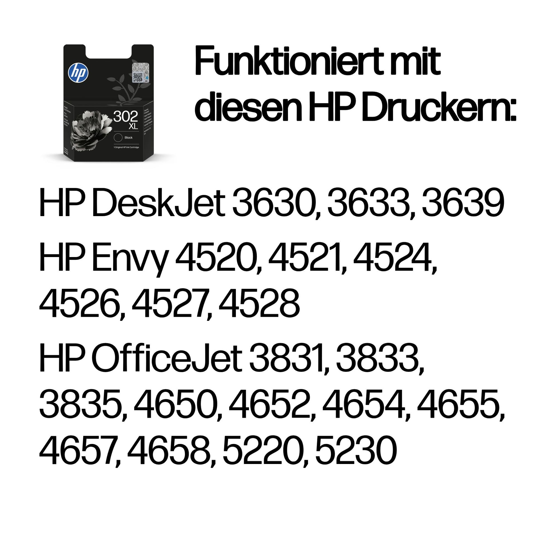 HP 302XL Schwarz Tintenpatrone (Original) – 430 Seiten – für DeskJet, Envy, OfficeJet