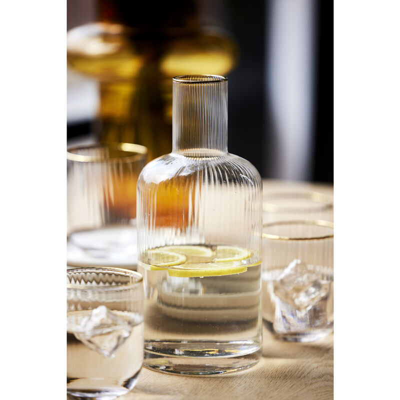 Lyngby Glas Karaffe Palermo Gold – 1,5 l, Ø 11,0 cm, H 25,5 cm, Glas, Transparent, spülmaschinenfest