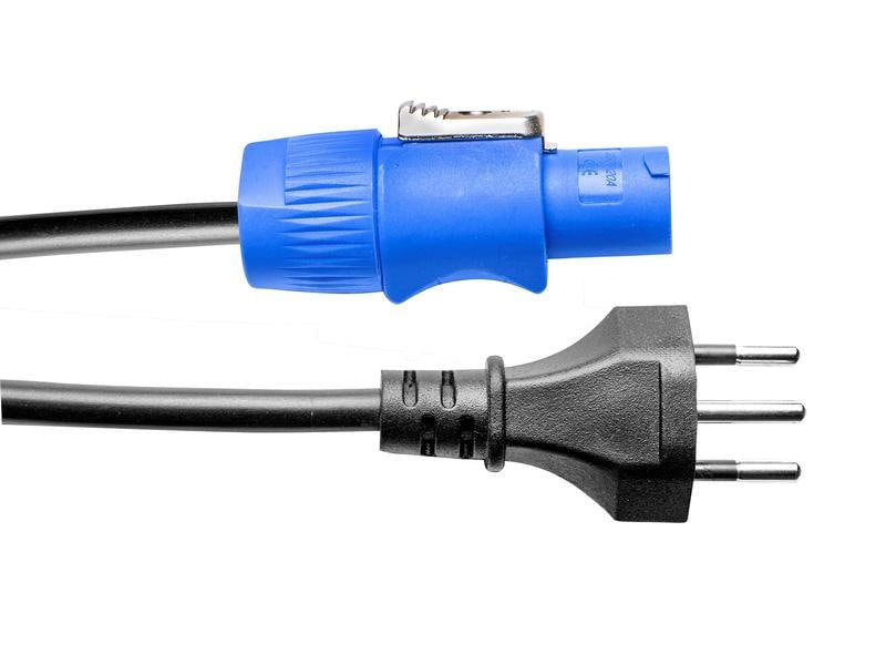 PD-Connex PowerCON Stromkabel – T12–PowerCON, 1,5 m, 3×1,5 mm², schwarz, mit Verriegelung