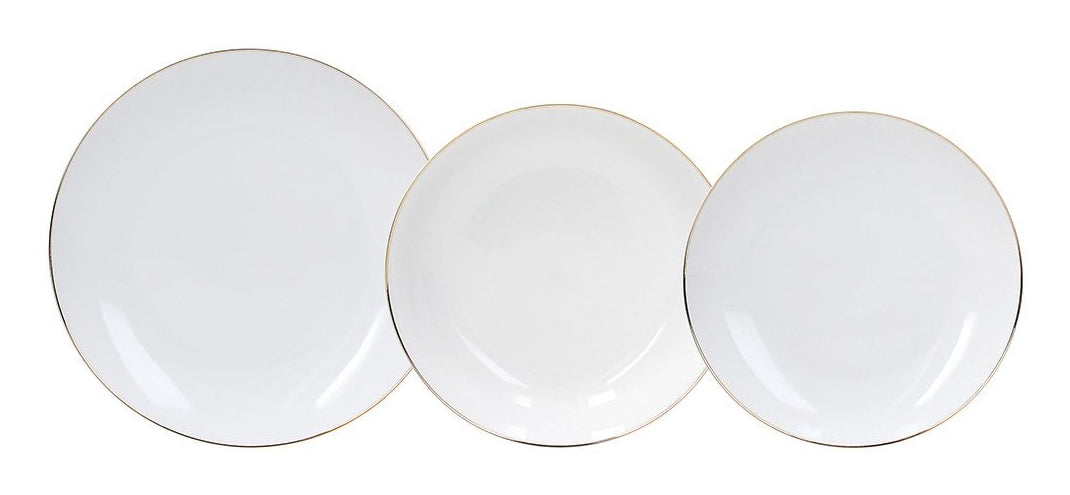 Tognana Porcellane Tognana Geschirrset Fascetta Oro – 18-teiliges Set, Ø 27 cm, Porzellan, Weiss/Gold